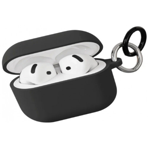 Чехол силиконовый VLP Soft Touch, с кольцом, для AirPods 4, черный
