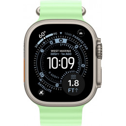 Apple Watch Ultra 3 (2025) 49mm Natural Titanium Case with Neon Green Ocean Band
