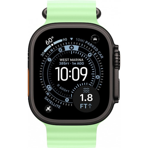 Apple Watch Ultra 3 (2025) 49mm Black Titanium Case with Neon Green Ocean Band