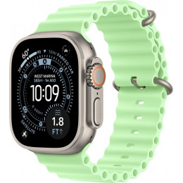 Apple Watch Ultra 3 (2025) 49mm Natural Titanium Case with Neon Green Ocean Band