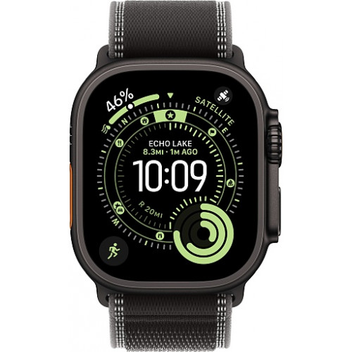 Apple Watch Ultra 3 (2025) 49mm Black Titanium Case with Black/Charcoal Trail Loop