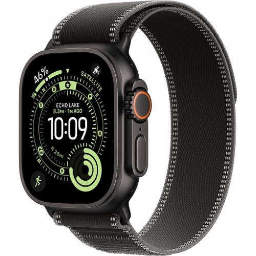 Apple Watch Ultra 3 (2025) 49mm Black Titanium Case with Black/Charcoal Trail Loop