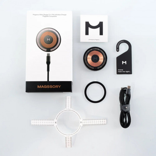 Компактное беспроводное зарядное устройство Magssory Robo Design 2 в 1 для iPhone и AirPods, с магнитами, совместимое с MagSafe, полночь