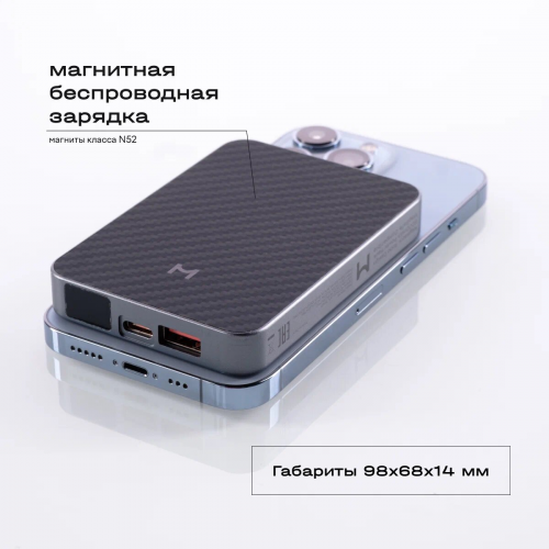 Беспроводной внешний аккумулятор 5000мАч Magssory Robo Design, кевлар (арамид), с магнитами, совместимый с MagSafe, полночь