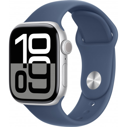Apple Watch S10 46mm Sport Band, Silver/Denim